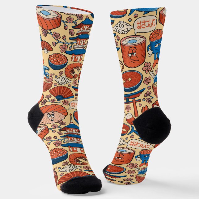niedliches japanisches Lebensmittelmuster Socken (Gewinkelt)