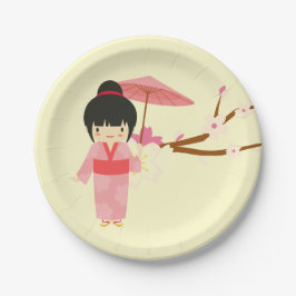 Niedliches japanisches Rosa Kirschblossom Geisha Pappteller