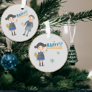 Niedliches jüdisches Couple Happy Hanukkah Ornament