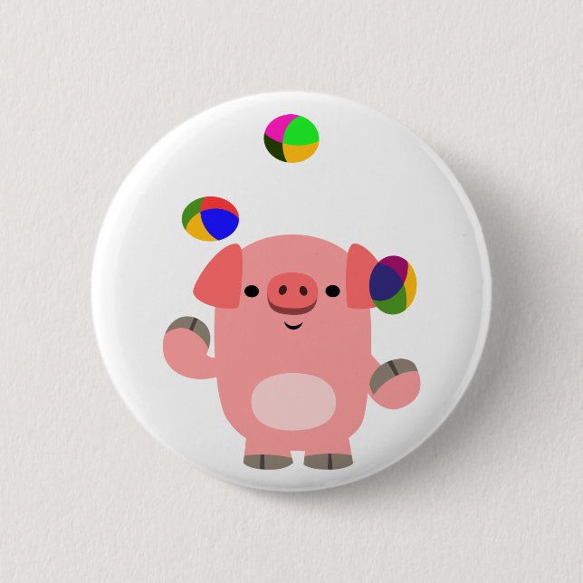 Niedliches Juggling Cartoon Pig Button Abzeichen (Vorderseite)