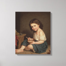 Niedliches Jung-Girl-Eating-Frühstück (Vintage Kun Leinwanddruck