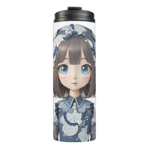 niedliches junges Mädchen - Animes Thermosbecher