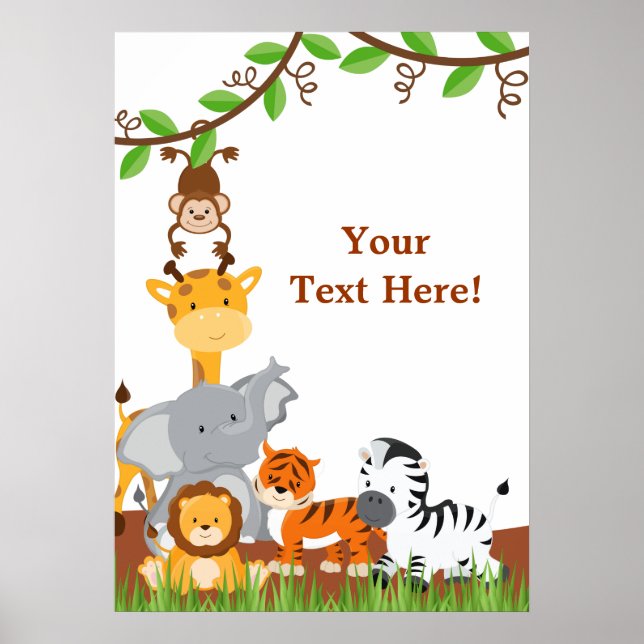 Niedliches Jungle Baby Animals Poster (Vorne)