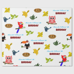 Niedliches Jungle Bird Birthday Patronenpapier Geschenkpapier