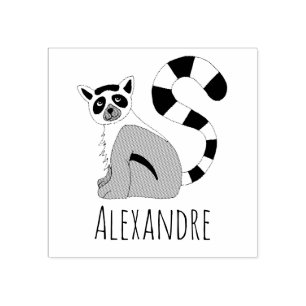 Niedliches Jungle Lemur & Name School Buchzeichen Gummistempel
