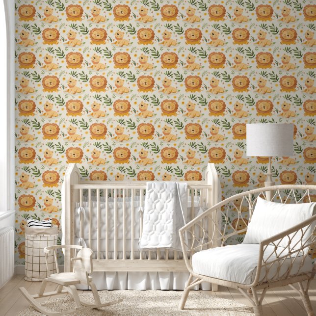 Niedliches Jungle Lion Baby Kinderzimmer Tapete (Kinder)