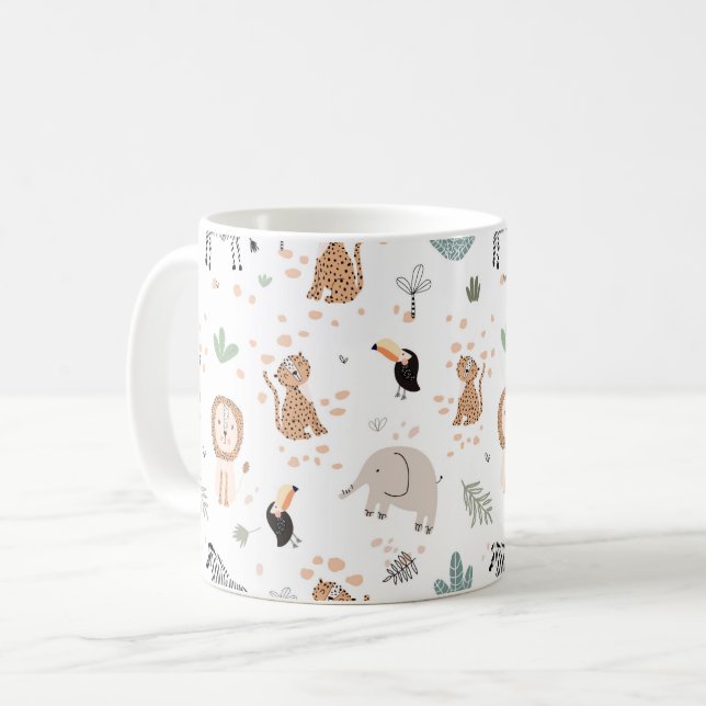 Niedliches Jungle-Regenwald-Muster Kaffeetasse (Vorderseite Links)