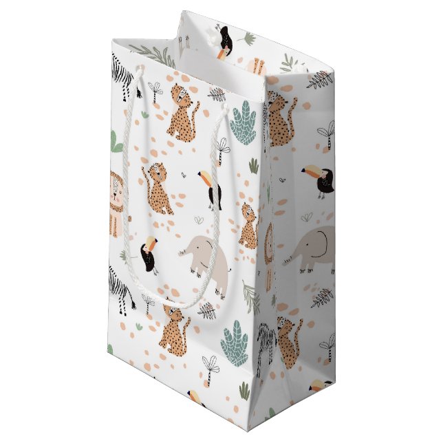 Niedliches Jungle-Regenwald-Muster Kleine Geschenktüte (Vorderseite Schrägansicht)