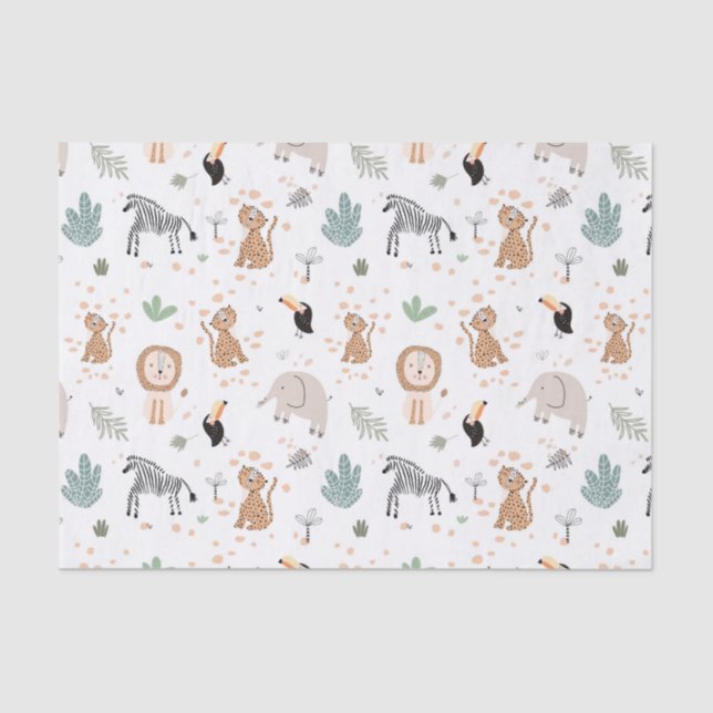 Niedliches Jungle-Regenwald-Muster Seidenpapier (Vorderseite)