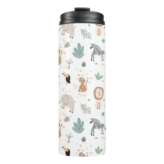 Niedliches Jungle-Regenwald-Muster Thermosbecher (Vorderseite)