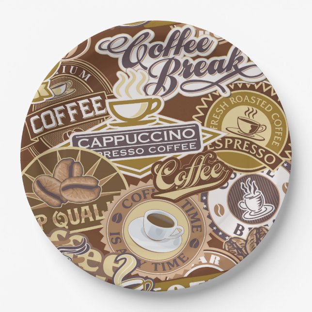 Niedliches Kaffeewort Party Pappteller (Vorderseite)
