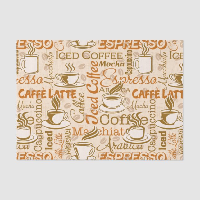 Niedliches Kaffeewort Party Seidenpapier (Vorderseite)