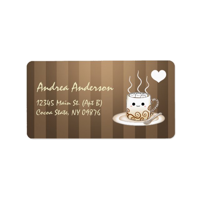 Niedliches Kakaogetränk Adressaufkleber (Vorne)