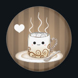 Niedliches Kakaogetränk Magnet<br><div class="desc">Eine niedliche Anime Manga-Stil kawaii warme Tasse Schokolade Kakao mit kawaii mit Marshmellows im Inneren. Mit braunen Wirbel in der Kaffeetasse, nur um die Dekoration hinzuzufügen. Auf einem Kreismagnet</div>