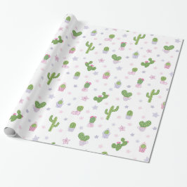 Niedliches Kaktus-Farbpapier und Weißpapier Geschenkpapier