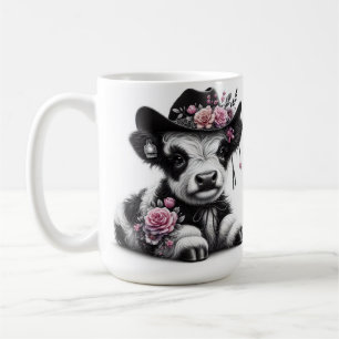 Niedliches Kalb mit Blumenhut Kaffeetasse