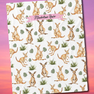 Niedliches Kangaroo Print Animal Lovers Wallaby Wi Fleecedecke