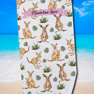 Niedliches Kangaroo Print Animal Lovers Wallaby Wi Strandtuch