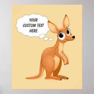 Niedliches Kangaroo-Textposter Poster