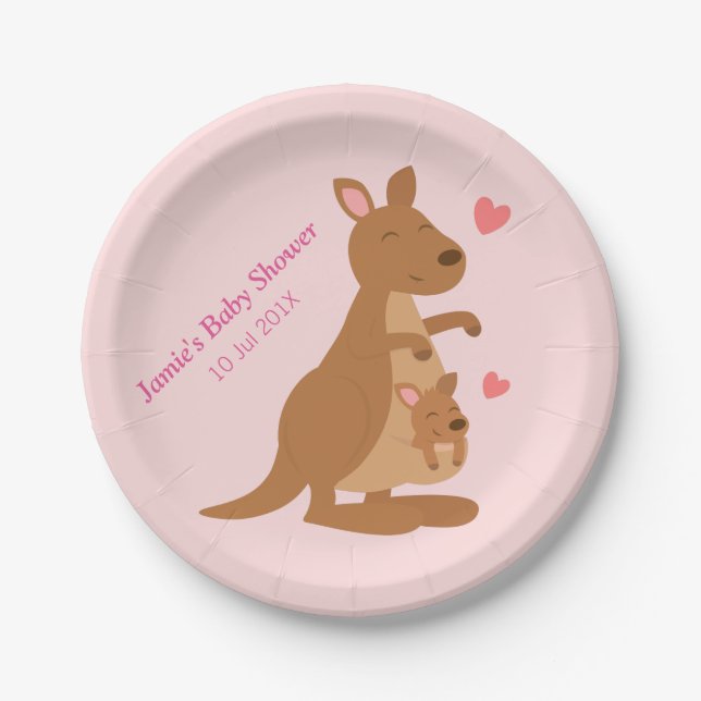 Niedliches Känguru-Baby-Duschen-Party Pappteller (Vorderseite)