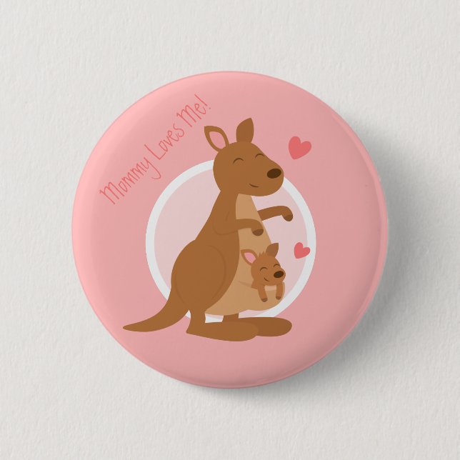 Niedliches Känguru-Baby Joey Mutter-Kind für Button (Vorderseite)