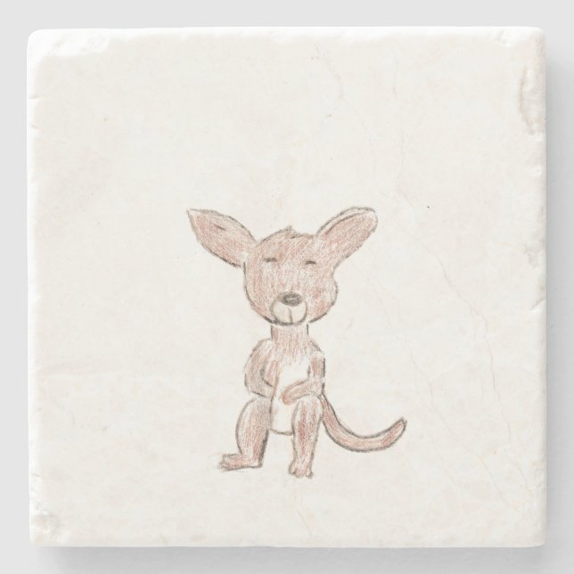 Niedliches Känguru Steinuntersetzer (Vorderseite)