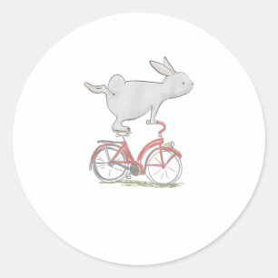 Niedliches Kaninchen auf dem Fahrrad _ Fahrrad _ F Runder Aufkleber