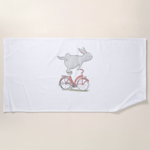 Niedliches Kaninchen auf dem Fahrrad _ Fahrrad _ F Strandtuch