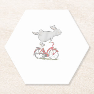 Niedliches Kaninchen auf dem Fahrrad _ Fahrrad _ F Untersetzer