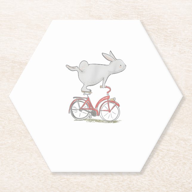 Niedliches Kaninchen auf dem Fahrrad _ Fahrrad _ F Untersetzer (Vorderseite)
