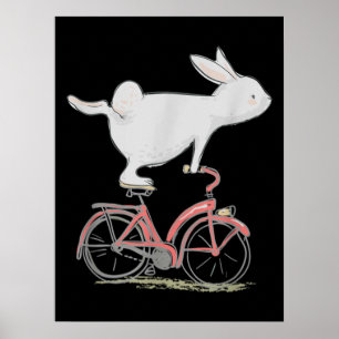 Niedliches Kaninchen auf dem Fahrrad Fahrrad Poster