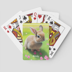 Niedliches Kaninchen auf einer Blume-Wiese Spielkarten