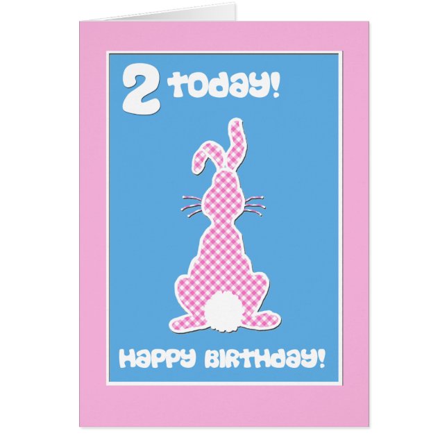 Niedliches Kaninchen auf Pink Karo 2. Geburtstag (Vorne)