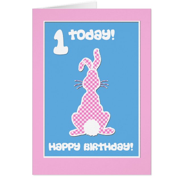 Niedliches Kaninchen auf rosa Karo Geburtstag (Vorne)