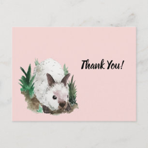 Niedliches Kaninchen Blush Pink Babydusche Danke Postkarte