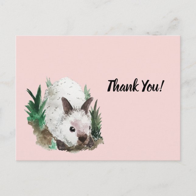 Niedliches Kaninchen Blush Pink Babydusche Danke Postkarte (Vorderseite)