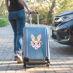 Niedliches Kaninchen Bunny Face Blasebalgum Ostern Aufkleber