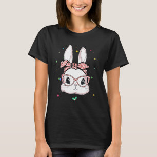 Niedliches Kaninchen Bunny Face Leopard Brille Hea T-Shirt