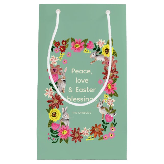 Niedliches Kaninchen Bunny Floral Oster Kleine Geschenktüte (Vorderseite)