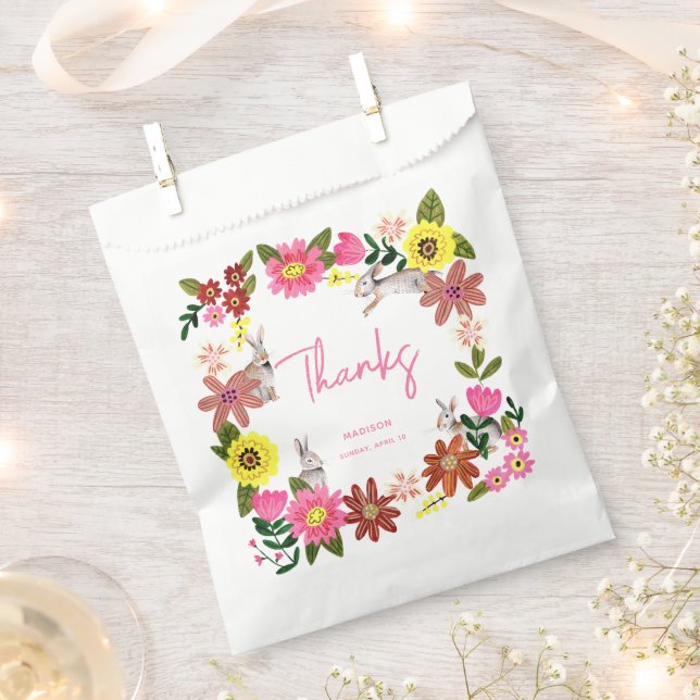 Niedliches Kaninchen Bunny Girl Baby Dusche Einlad Geschenktütchen (Ausgeschnitten)