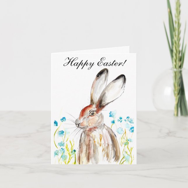 Niedliches Kaninchen Bunny Hare Osterfest Spaß Dankeskarte (Vorderseite)