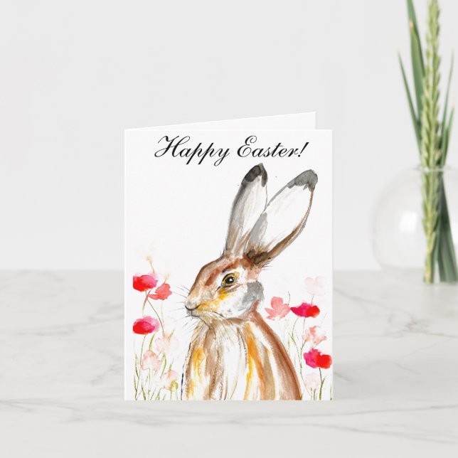 Niedliches Kaninchen Bunny Hare Ostergebirge Dankeskarte (Vorderseite)