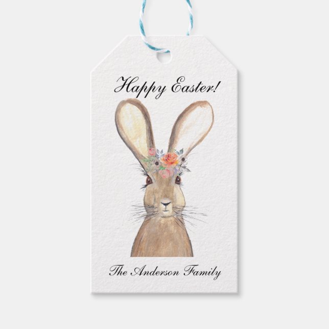 Niedliches Kaninchen Bunny Hare Ostergebirge Geschenkanhänger (Vorderseite)