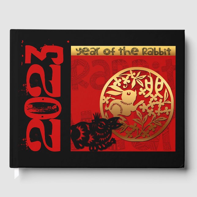 Niedliches Kaninchen Chinesisches Zolljahr Zodiac  Gästebuch (Vorderseite)