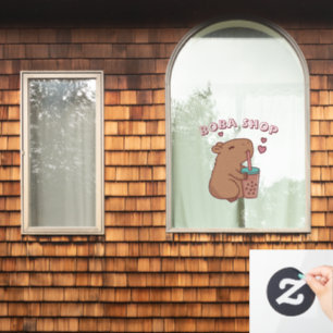 Niedliches Kaninchen, das Bubble Tea, Boba-Tee tri Fensteraufkleber