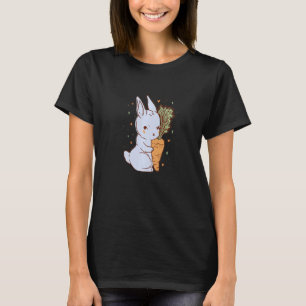 Niedliches Kaninchen, das eine Karotte mit Herz Pr T-Shirt