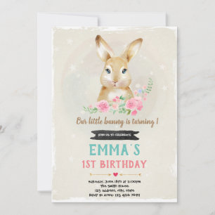 Niedliches Kaninchen Einladung zum Geburtstag