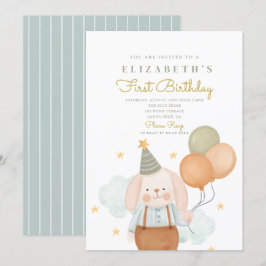 Niedliches Kaninchen erster Geburtstag 1. Geburtst Einladung