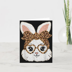 Niedliches Kaninchen-Hasen-Gesicht-Leopard-Gles-Mä Karte