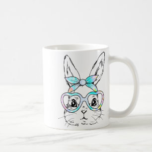 Niedliches Kaninchen-Hasen-Gesicht-Tie-Dye-Brille Kaffeetasse